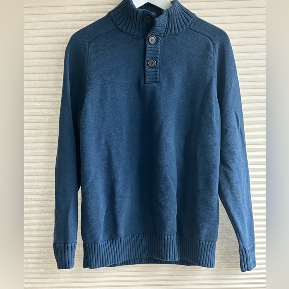 J.Crew 100% Cotton Knit Half-Button Mens Blue Sweater Size M - Picture 1 of 8
